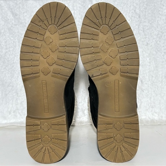 Tommy Hilfiger Womens Black Faux Sherpa Top Lace Combat Winter Boots SZ US 8 M - Picture 8 of 11